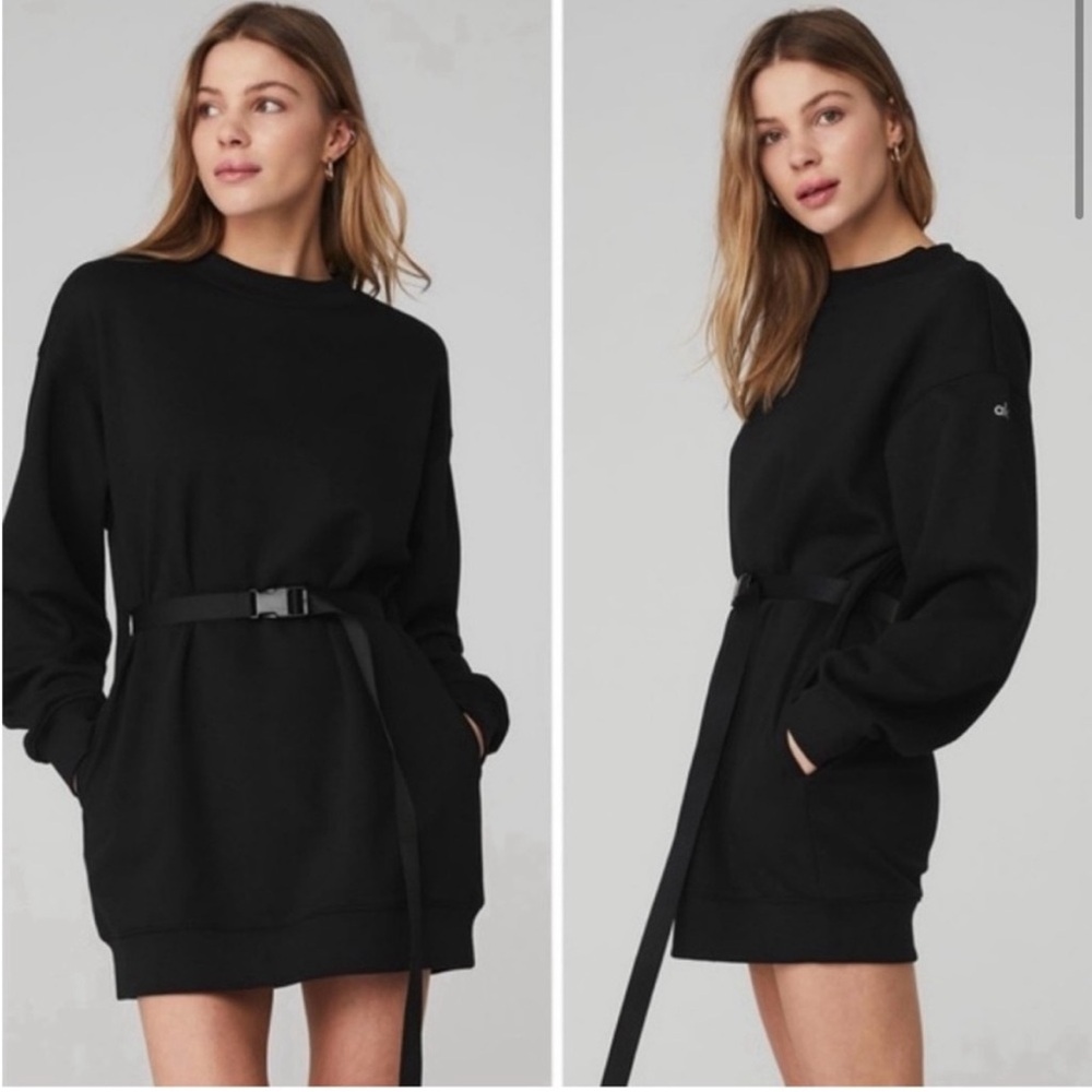 ALO Yoga Black Sweatshirt Dress
